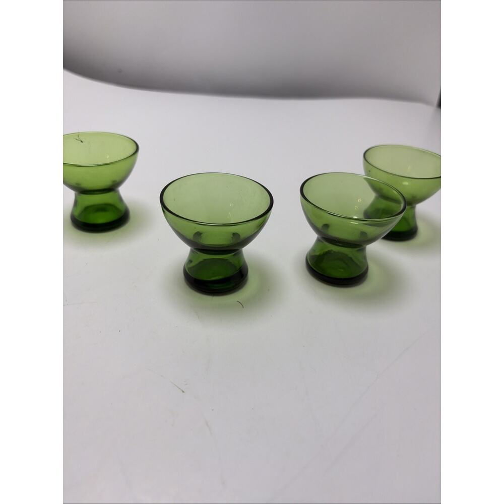 RARE Cambridge Green Small 5”Decanter & 4 Flat 1 OZ Cordials SUPERB! - Picture 6 of 10